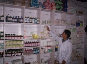 Pharmacist shows his well stocked and maintained pharmacy in India's easternmost village at Kibitho in Arunachal Pradesh.