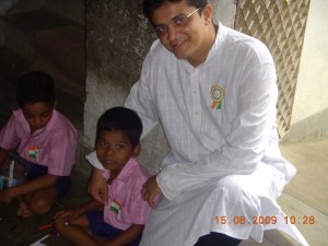 Varun Singhvi with the children