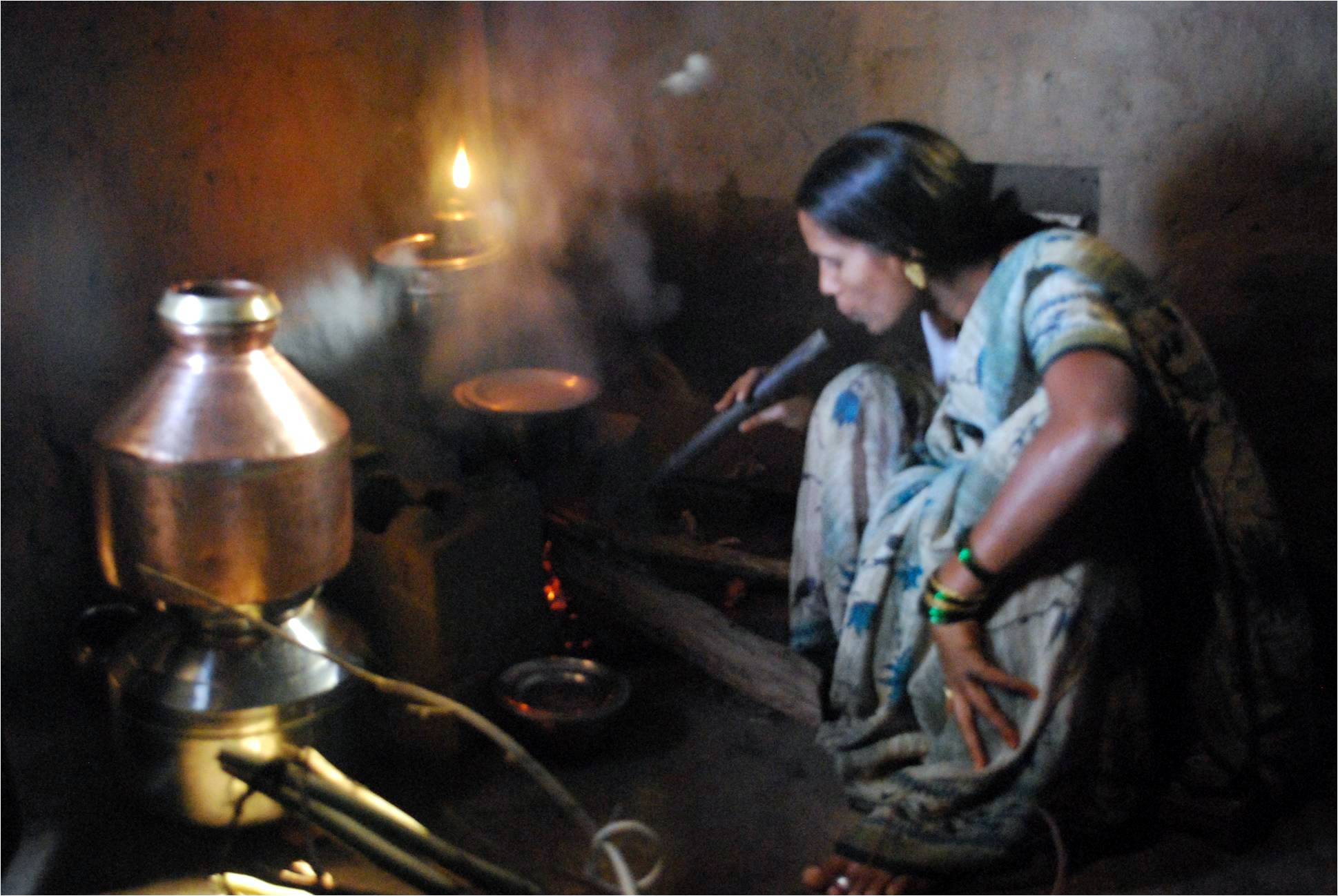 Smoke from the traditional chulha