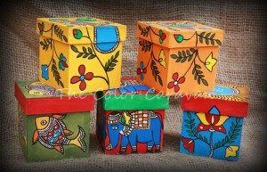 Handpainted madhubani keepsake boxes