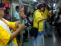 Activists carry their message to the metro