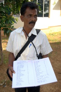 Bal Pandian showing his checklist of birds