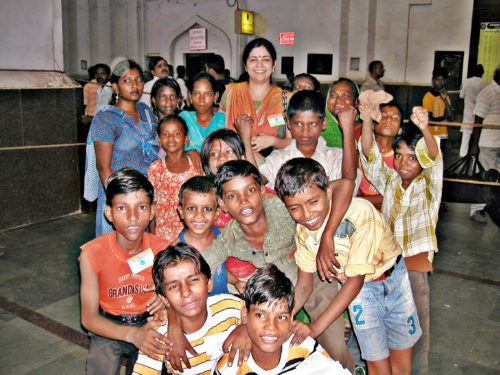 Shachi Singh with the children she has rescued from the Lucknow Railway Station. Thanks to Singh's organisation, Ehsaas, the Lucknow station is free of child labour now. (Credit: Tarannum\WFS)