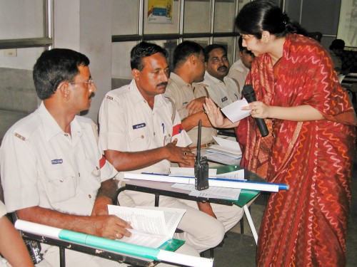 Shachi Singh conducting a training session with the personnel of the Government Railway Police. (Credit: Tarannum\WFS)