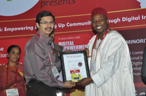 Sameer Tulpule (left) at the Manthan Awards 2011