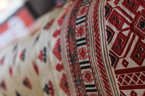 One of the beautiful traditional patterns woven at the loom