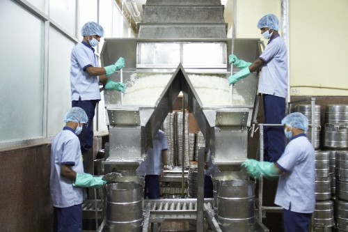 Packing of Rice, Akshaya Patra Kitchen