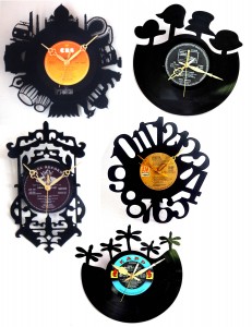 These clocks are made of actual vinyl records stashed away and long forgotten!