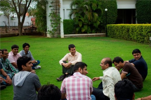 Ganatra (centre) at one of his interactive sessions