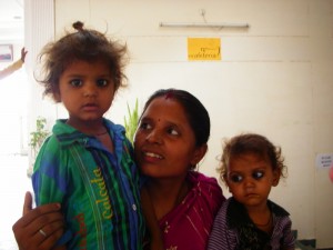 Nirmala, who is mother to five, with her daughters, Anjali and Ankita.