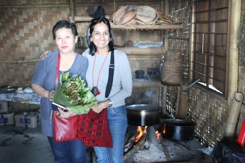 The food is primarily meat-based, but there are some exciting vegetarian options as well. Meena learnt to cook Lutho food with a family. Lutho is a tribe in Nagaland.