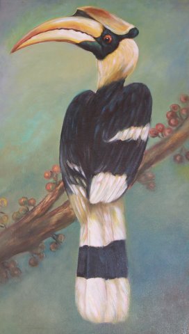 A painting of the hornbill taken at the art gallery