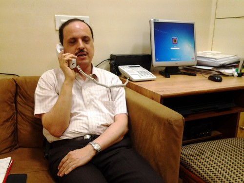 The busy director of XRCVC, Sam Taraporevala, at his centre.