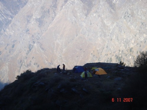 First Campsite set up by MS at Kannuk on the way to Nandadevi Santuary trek