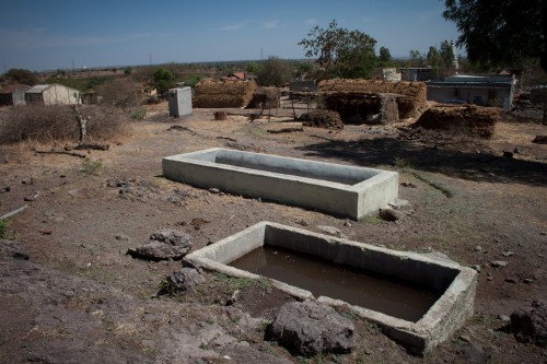 Phalkewadi village: Surface water and run off from other activities is collected in tanks like these built next to the main water supply tank. This serves the drinking requirements of the village’s livestock.