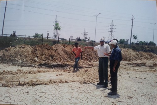 The Ecoserve team conducting preliminary surveys at the site in Guntur
