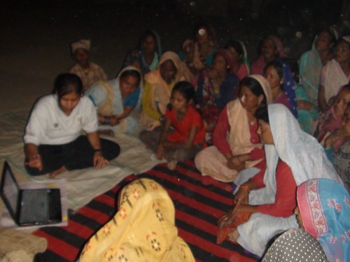 Community awareness training: These take place at night for the convenience of the women 