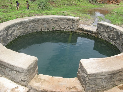 Normally empty during the summer months, this well is full of water after the showers.