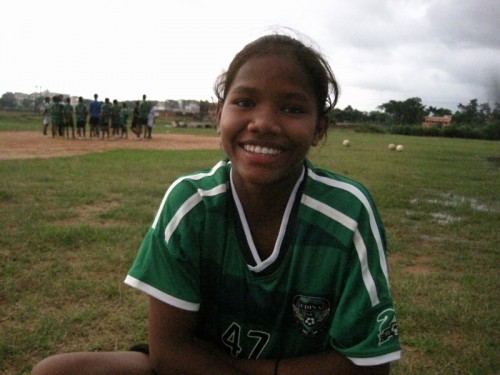 Shivani Toppo twelve who was part of the team that won bronze in Spain last month back at practice at hutup in Ormanjhi in Ranchi 