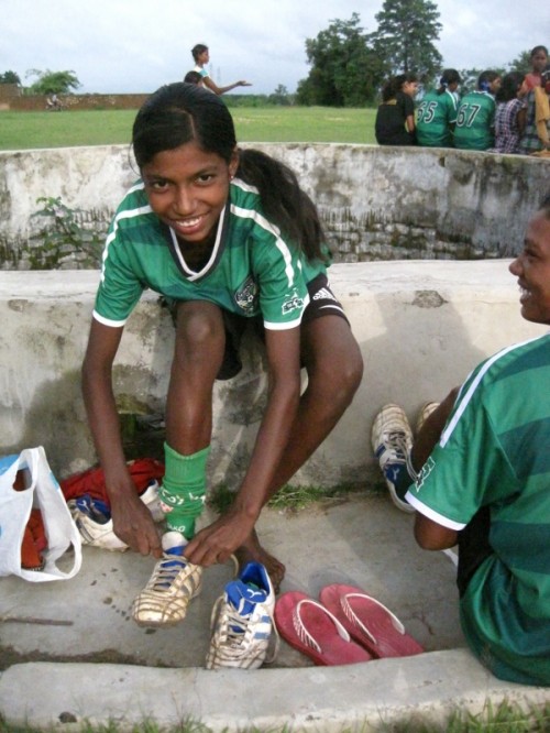 The girls who had never played outside of their village, at a practice session on Thursday in Hutup village in Ormanjhi