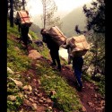 Dedicated and strong team of porters carrying supplies to Bhatwari. the mission would be impossible without them