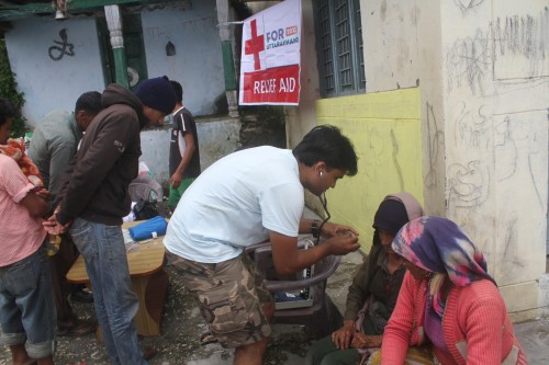 Dr Bhavin Kodiyatar conducting medical camp. In 4 days he examined 408 patients