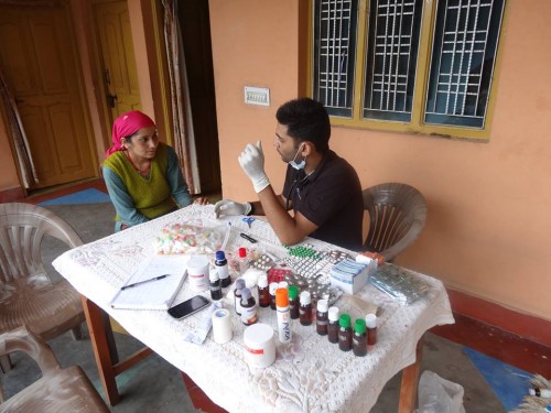 Dr Aditya Banerjee conducting the Medical camp 