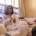 Rehana Mohammed Shakir with one of her beloved cats