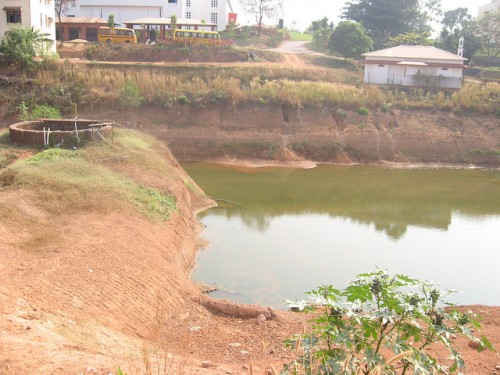 The Rainwater Harvesting pond dug in the Yenepoya Medical College campus, Delarekatte, Mangalore