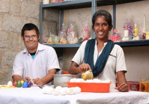 The Candle-making unit is especially busy during Diwali and other festivals