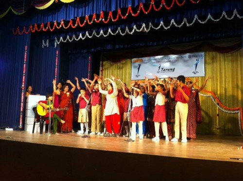 The children of V-Excel Educational Trust take centrestage with their enthusiastic performace of their Friday afternoon songs from 'Music Time' in school