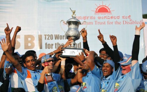 The Indian Blind Cricket Team after winning the T20 World Cup 2012