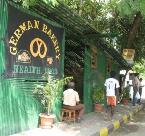 The entrance to the well-known German bakery in Koregaon Park