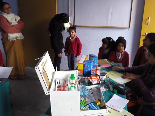 Sevamob runs primary health camps in several schools in Uttar Pradesh