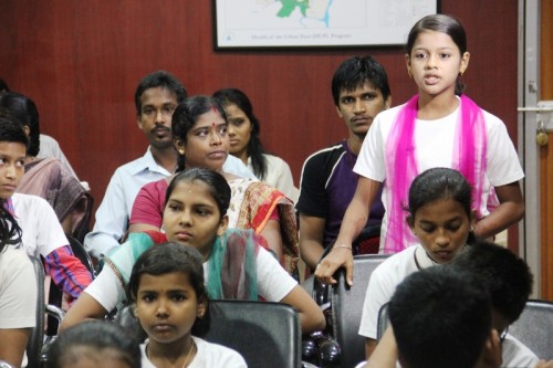 Jasmin, 12, a Class Eight student, wants her elected representative to provide safe drinking water near her Science Park 'basti' so that she doesn't have to stand in line for hours at a tap a long distance away from her home and end up being late for her classes. (Credit: Sarada Lahangir\WFS)