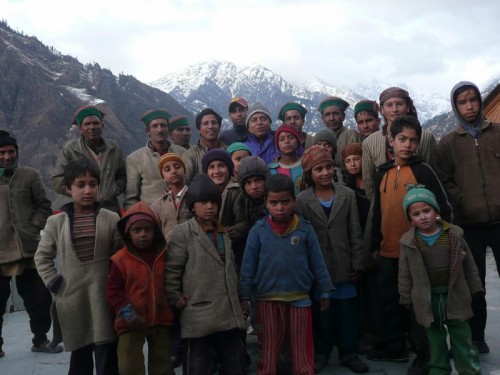 Kiran Patel with locals during his reconnaissance, Purola, Uttarakhand