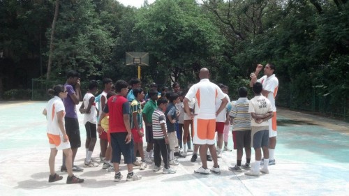 A basketball training session in progress