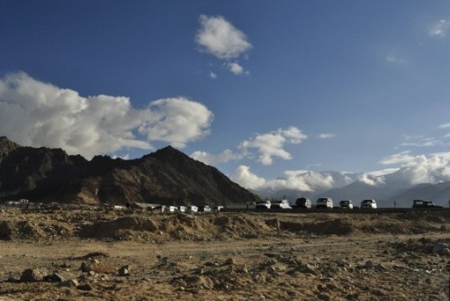 Vehicles waiting to acquaint visitors to Leh with a different way of life.