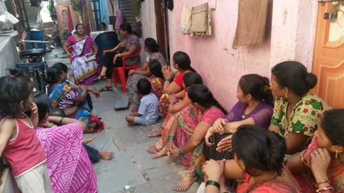Meeting with women living in an urban informal settlement in Kandivali West.