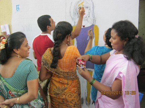 Many women come together for trainings and activities by SNEHA.