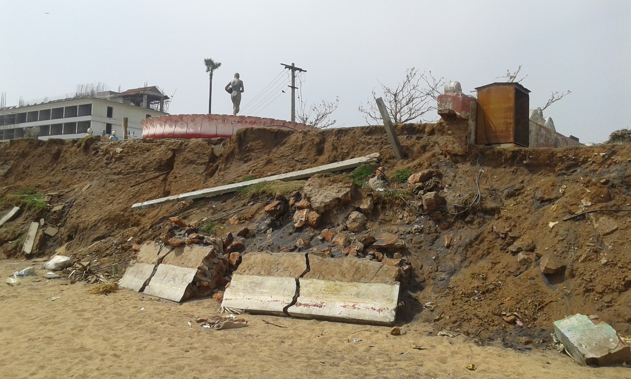 Next to the beach in Vishakhapatnam, the cyclone damaged all this.