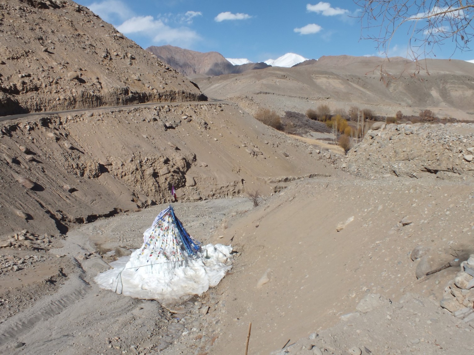 By mid- March all the flat ice on ground had melted, but not Wangchuk's Stupa.
