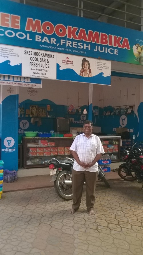 Sudhakaran outside his shop.