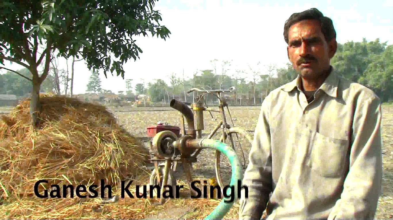 Ganesh Kumar Singh with the pumpset.