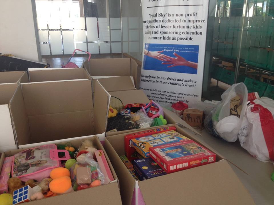equal Sky organizes regular food and toy drives for those in needs.