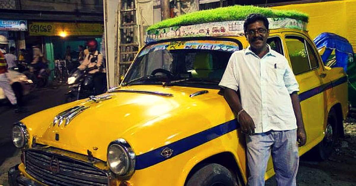 A Cab Driver in Kolkata decided to create a rooftop garden on his Ambassador Taxi