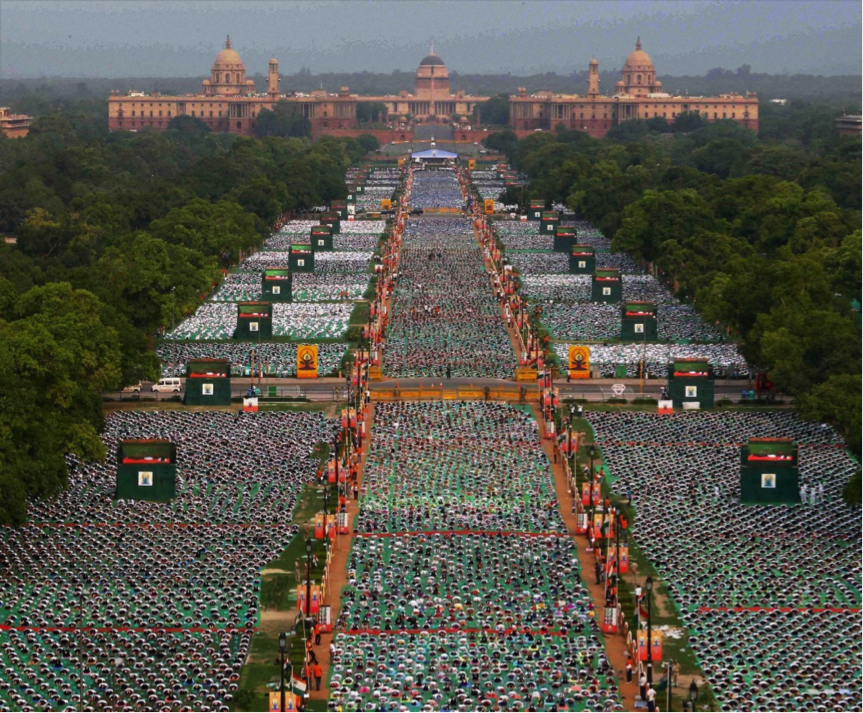 THOUSANDS OF PARTICIPANTS AT THE RAJPATH ON THE  INTERNATIONAL DAY OF YOGA (IDY) ON THE JUNE 21, 2015