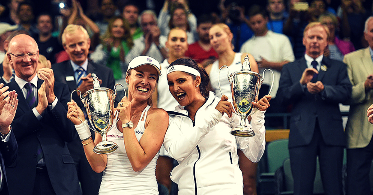 Holding the Women's Doubles Tropy, Wimbledon 2015. Photo courtesy: Wimbledon.com