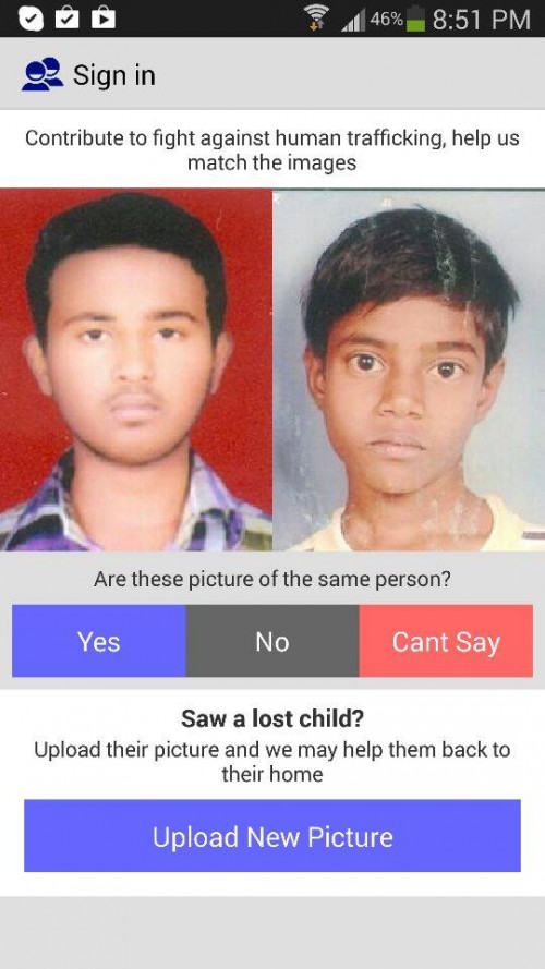 The app helps you match the faces of missing children.