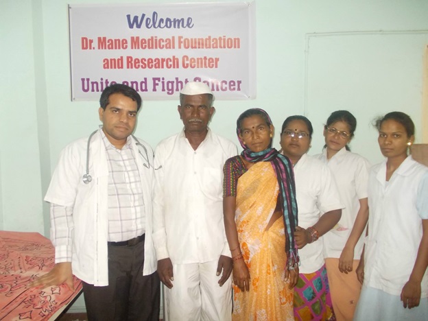 Mrs. Baby Salve thanking Dr. Mane and staff after her free treatment